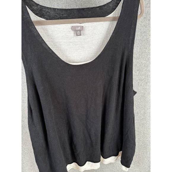 J. Jill 4X Tank Top Womens Black Cream Double Layer Sleeveless Linen Rayon Shirt - Picture 2 of 8